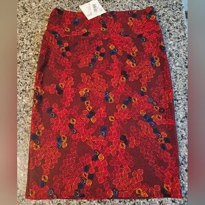 NWT LuLaRoe Cassie Pencil Skirt Red Multi Colored Floral Size Large
